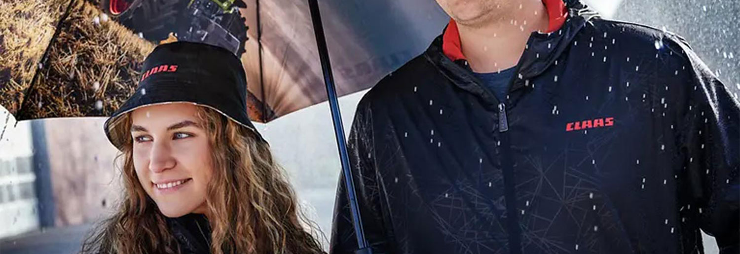 Close-up of CLAAS branded workwear