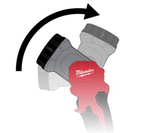 Milwaukee M12 LED torch showing the rotating head