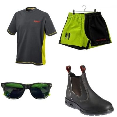Summer Drivers Kit with t-shirt, Hexby shorts, sunglasses and work boots